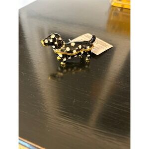 Black and white polkadot dash hound trinket box